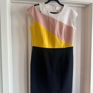 Boss Split Shoulder Dress in Pink, Yellow, and Black